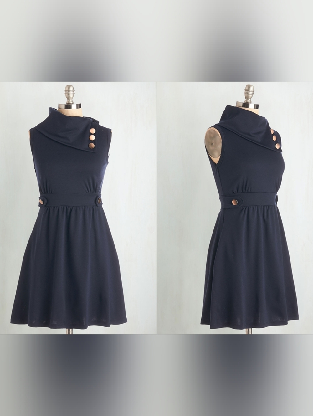NWOT Monteau ModCloth Coach Tour Dress in Navy Blue